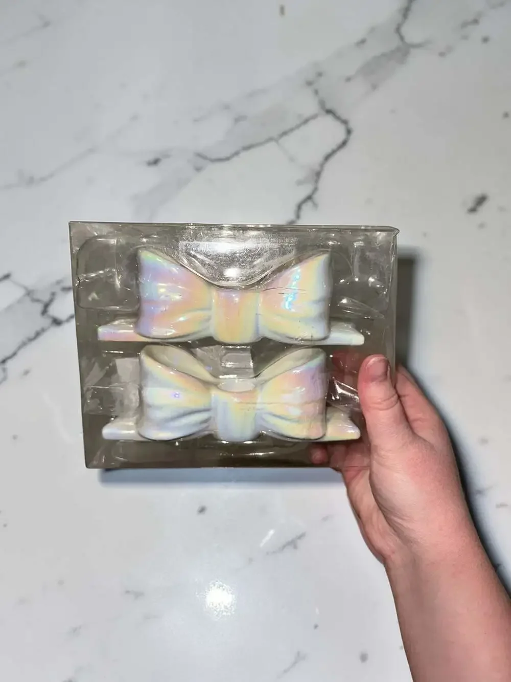 Target Bullseye's Playground 2-Pack Iridescent Ceramic Bow Taper Candle Holders